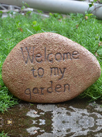Outdoor Garden Welcome Stone Ornament Resin Simulation Fake Rock Decoration for Lawn Patio