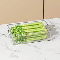 Clear PET Refrigerator Storage Bins with Lid, Stackable Food Container for Fridge and Freezer