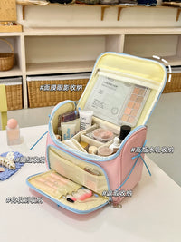 Large Capacity Portable Travel Makeup Bag with Brush Organizer and Compartments