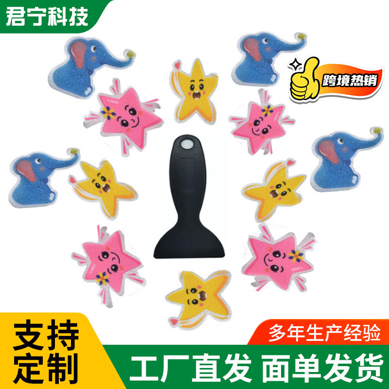 PEVA Anti-Slip Bath Stickers for Kids - Cute Cartoon Animal Designs