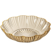 Elegant Gold-Rimmed Glass Fruit Bowl, Large Capacity Decorative Candy Dish for Living Room