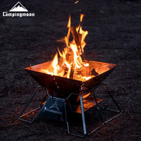 KEEMANS Portable Stainless Steel Wood Burning Stove & BBQ Grill for Outdoor Camping