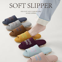 Women's Embroidered Open-Toe House Slippers for Wood Floors, Silent Non-Slip Indoor Slides