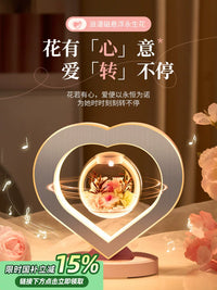 Preserved Rose Night Light with Magnetic Levitation and Bluetooth Speaker for Girlfriend Wife Friends