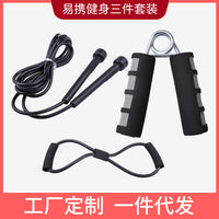 Portable 3-Piece Fitness Jump Rope & Hand Gripper Set for Exercise & Weight Loss