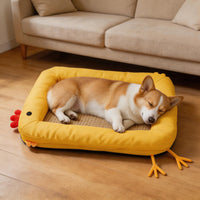 Washable Pet Cooling Mat Bed for Cats and Dogs, Summer Breathable Rattan Mat with Removable Cover