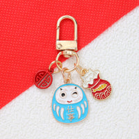 Japanese Daruma Doll Mount Fuji Alloy Keychain for Bags and Cars