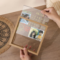 Double-Sided Glass Photo Frame with DIY Art Kit, Desktop Display for Photos and Drawings