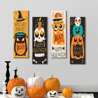 4-Piece Fall Welcome Sign Wooden Door Decor for Halloween & Thanksgiving Indoor/Outdoor