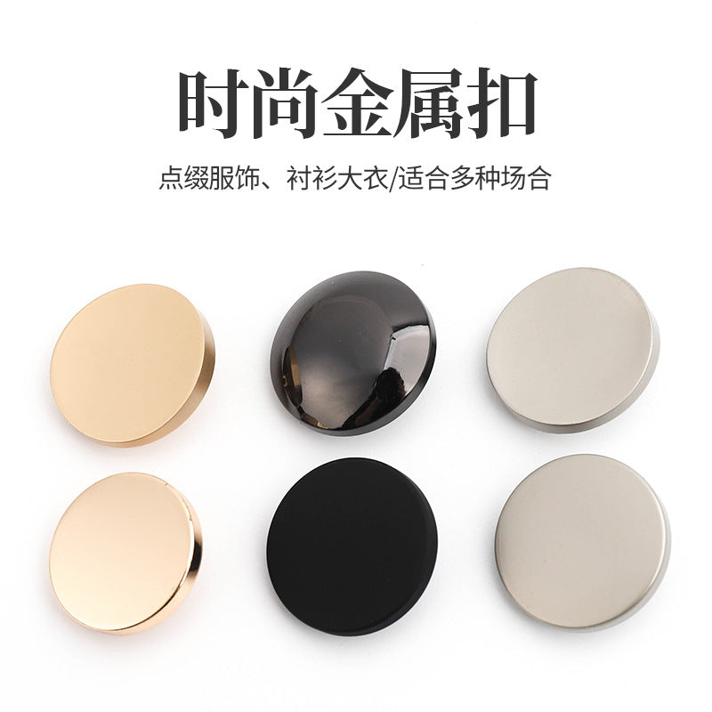 Metal Shank Buttons for Coats and Jackets, Mushroom Shape, High-Gloss Gold Finish