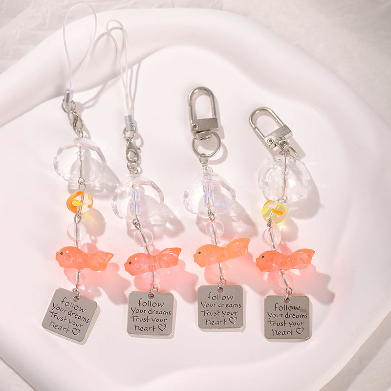 Goldfish Dream Catcher Charm Keychain for Bags and Phones
