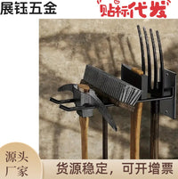 Wall-Mounted Iron Garden Tool Organizer Rack for Shovels and Rakes