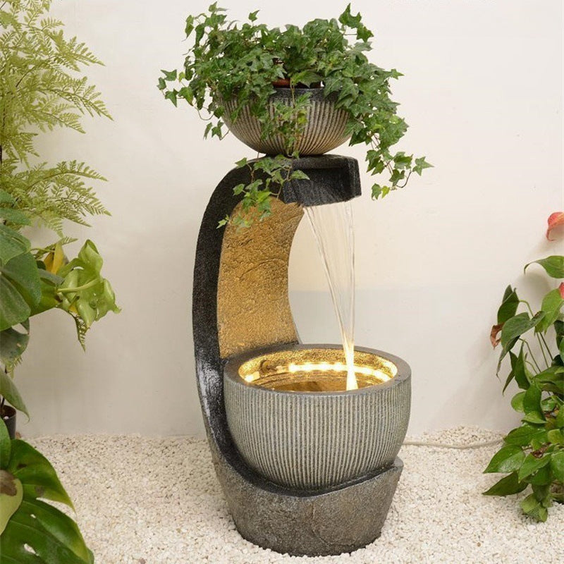 Indoor/Outdoor Tiered Rockery Fountain with LED Light - Zen Garden Water Feature for Home & Patio Decor