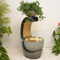 Indoor/Outdoor Tiered Rockery Fountain with LED Light - Zen Garden Water Feature for Home & Patio Decor