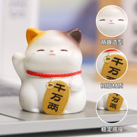 Cute Cartoon Lucky Cat Resin Figurine for Office Desk Decor