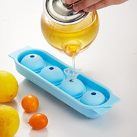 4-Cavity Silicone Ice Ball Mold for Whiskey and Cocktails, Food-Grade Ice Sphere Maker with Funnel
