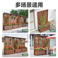 Outdoor Wooden Privacy Screen Planter Box with Trellis for Garden Patio Decor