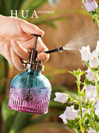 Vintage Nordic Glass Pressure Spray Bottle for Gardening and Disinfection, Small Watering Can for Succulents