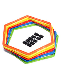 Hexagonal Agility Training Rings for Soccer and Basketball Footwork Drills