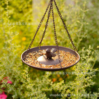 Hand-Painted Hanging Bird Feeder Outdoor Iron Art Bird Bath
