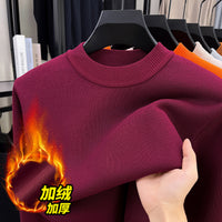 Men's Fleece Lined Turtleneck Sweater Warm Knitted Base Layer Top
