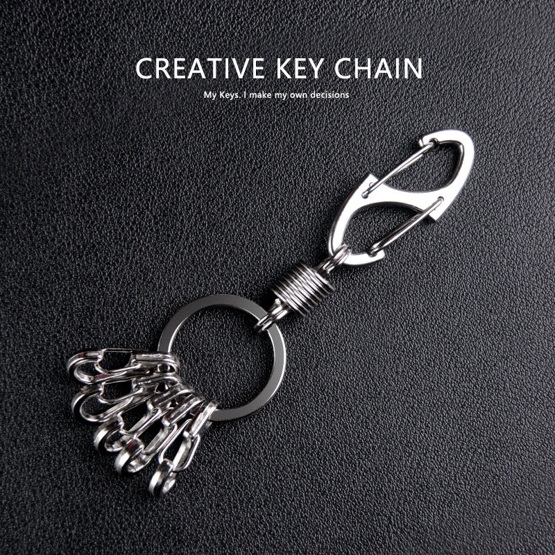 Outdoor Climbing Anti-Loss Keychain with 8-Shaped Buckle and 7-Shaped Hooks