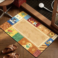 Vintage Cartoon Diatomaceous Earth Bath Mat Non-Slip Absorbent Quick Dry Floor Mat for Bathroom Entrance