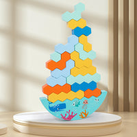 Rainbow Wooden Stacking Balancing Blocks Jigsaw Puzzle Toy for Kids