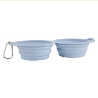 Collapsible Silicone Pet Travel Bowl - Portable Double Dog Food and Water Dish