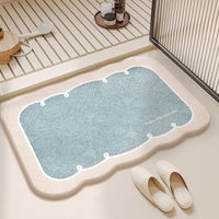 Absorbent Non-Slip Faux Cashmere Bathroom Mat for Shower and Entryway
