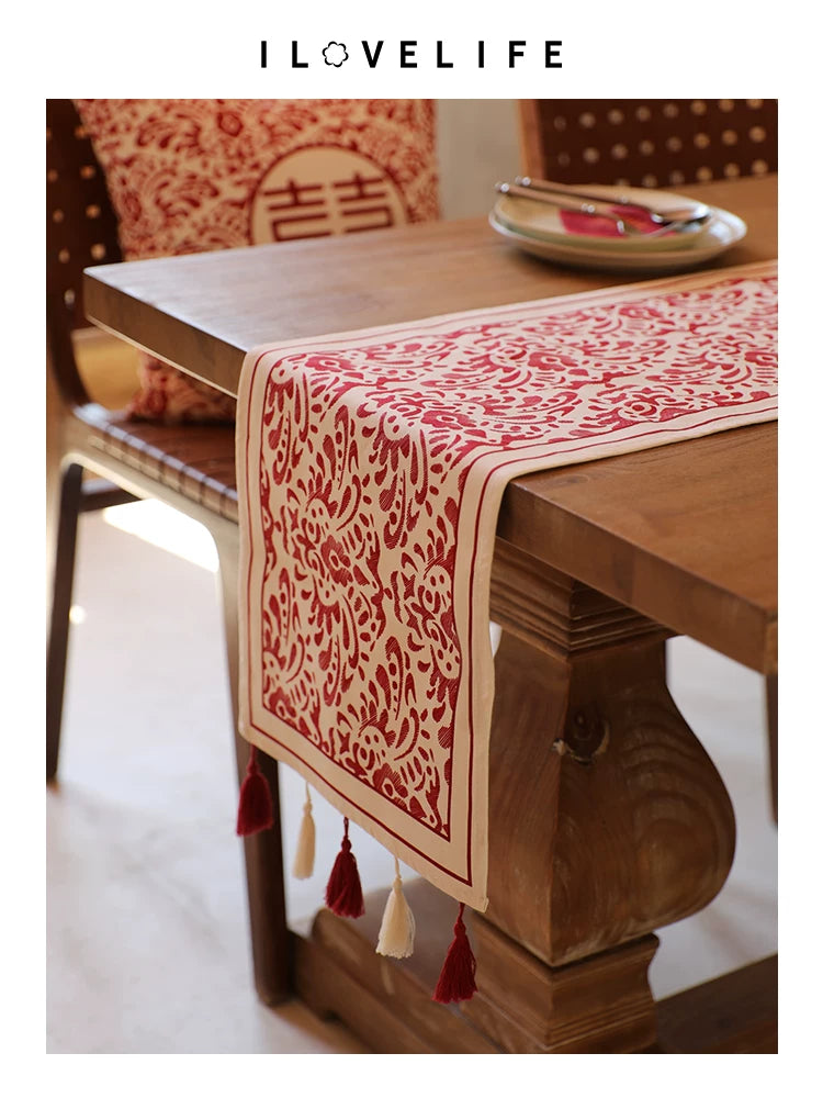 Luxury Chinese Style Wedding Table Runner for Dining and Coffee Tables