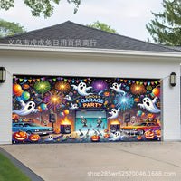 Ghost Skeleton Dance Halloween Garage Door Banner Polyester Festival Outdoor Decoration for Home Yard