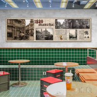 Vintage Shanghai Style Wall Art Black and White Newspaper Photo Mural for Cafe Decor