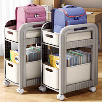 Multi-layer Rolling Cart Bookshelf Under Desk Storage Organizer for School Bags and Books