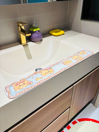 Cartoon Diatomaceous Earth Sink Splash Guard Mat for Kitchen and Bathroom Countertops