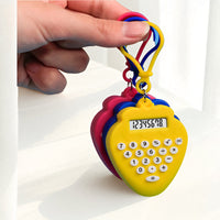 Cute Strawberry Mini Calculator 8-Digit Candy Color Silent Portable Keychain Calculator for Students