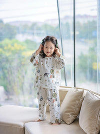 BabyStormi Kids Bamboo Cotton Double Gauze Pajama Set Long Sleeve Sleepwear for Boys and Girls