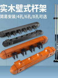 Wooden Billiard Cue Rack Wall Mounted Pool Stick Holder for 6 or 8 Cues