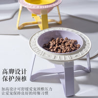BD Flying Saucer Ceramic Pet Bowl with Elevated Iron Stand for Cats and Dogs, Anti-Tip, Macaron Colors