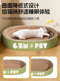 Cat Scratcher Lounge Bed, Durable Corrugated Cardboard Scratching Pad, Space Capsule Design for Cats