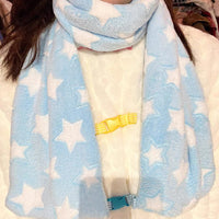 Vintage Japanese Harajuku Plush Cross Scarf with Star and Butterfly Embellishments