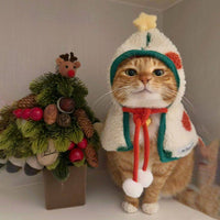 Pet Christmas Cloak for Cats and Dogs, Warm Winter New Year Costume for Photoshoots