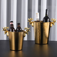 European Luxury Antler Champagne Ice Bucket for Wine and Bar, Thickened Metal Ice Bucket