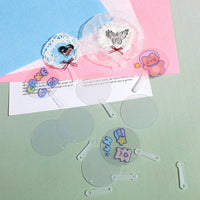 Mini Transparent DIY Handheld Round Fan for Kids' Crafts