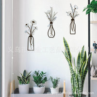Minimalist Metal Flower Vase Wall Decor Art Craft Ornament for Living Room