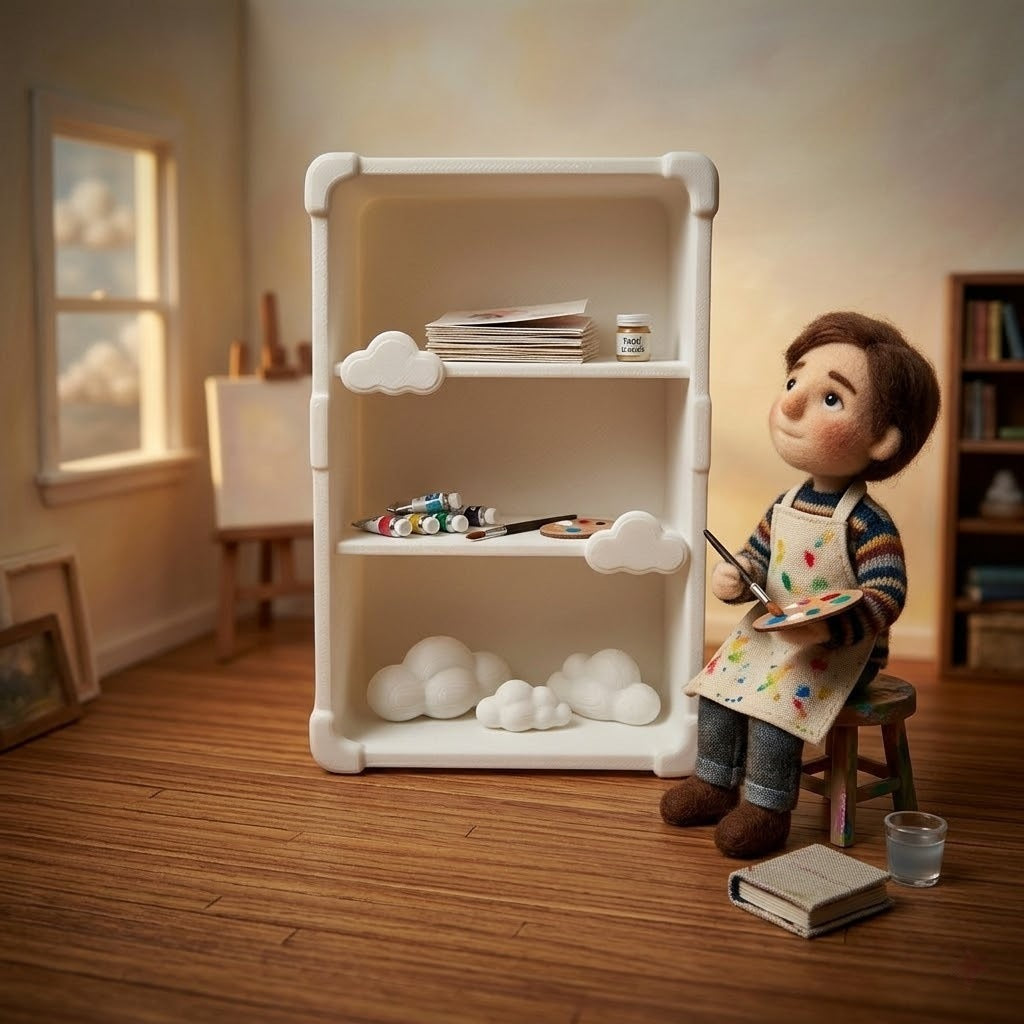Mini Cloud Bookshelf Dollhouse Miniature Furniture Desktop Decor Toy