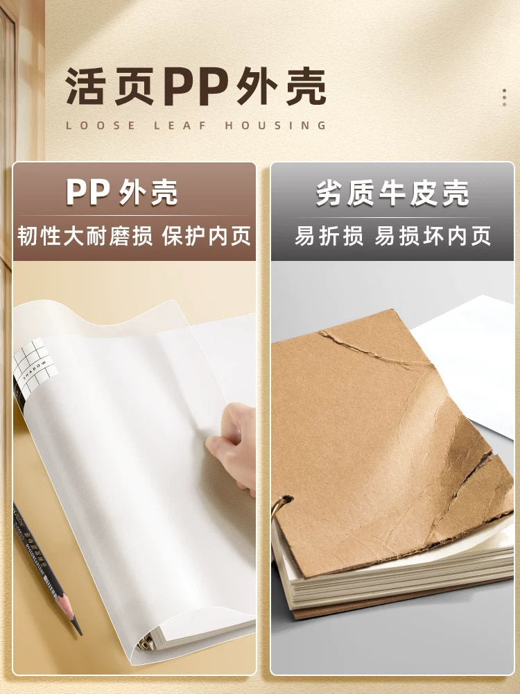 A4/8K Sketchbook for Drawing, Painting, and Marker Art - Refillable Loose-Leaf Pad for Students and Artists