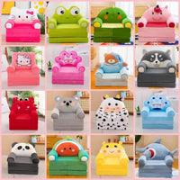 Kids' Plush Animal Foldable Sofa Chair - Cartoon Tatami Lounger for Children