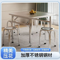 Extra Thick Stainless Steel Folding Square Table for Home, Commercial, Outdoor Dining, BBQ, and Market Stalls