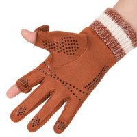 Winter Warm Cycling Fishing Gloves for Men and Women, Suede Lined, Thickened, Windproof, Non-slip, Touchscreen Compatible